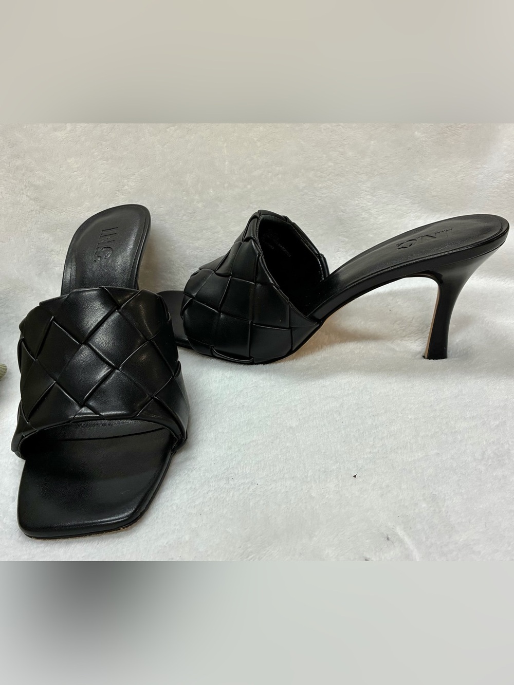 I.N.C. International Concepts woven faux leather mule heels